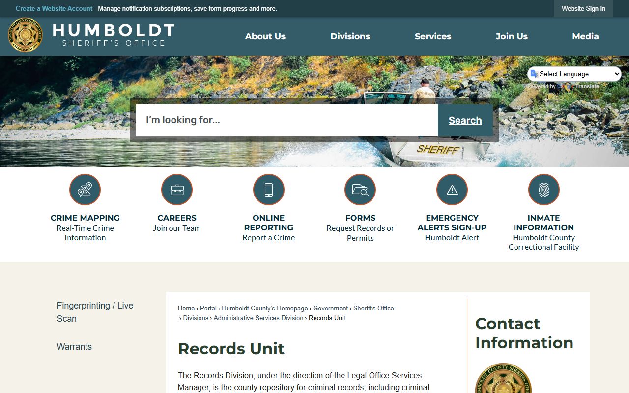 Humboldt County Sheriff Records Unit