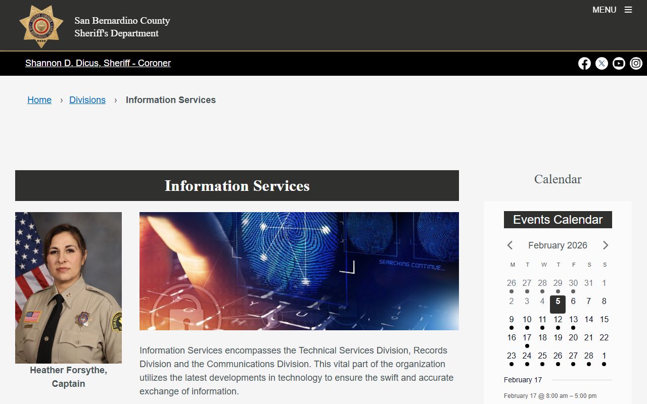 San Bernardino County Sheriff records and registration division