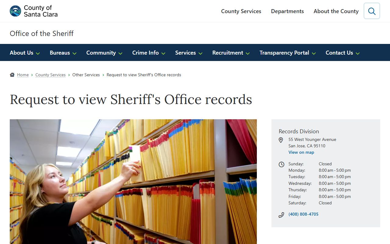 Santa Clara County Sheriff records services sex offender registration